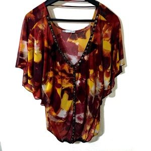 Butterfly sleeve chiffon blouse